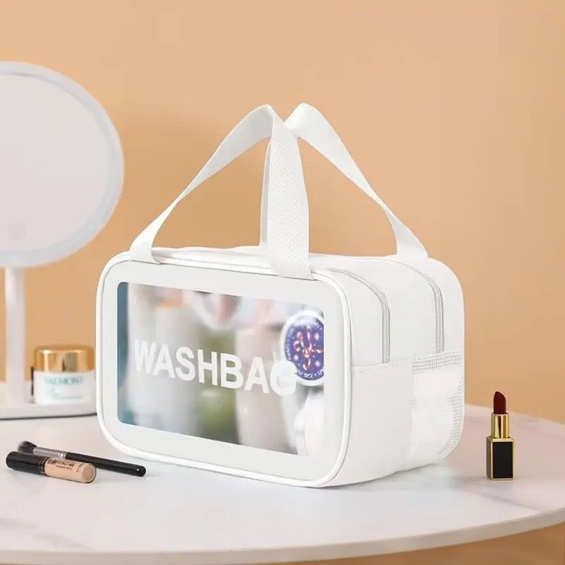 Juego de tres piezas de neceser esmerilado, bolsa de cosméticos de viaje impermeable de PVC, bolsa de aseo portátil de gran capacidad para viaje.