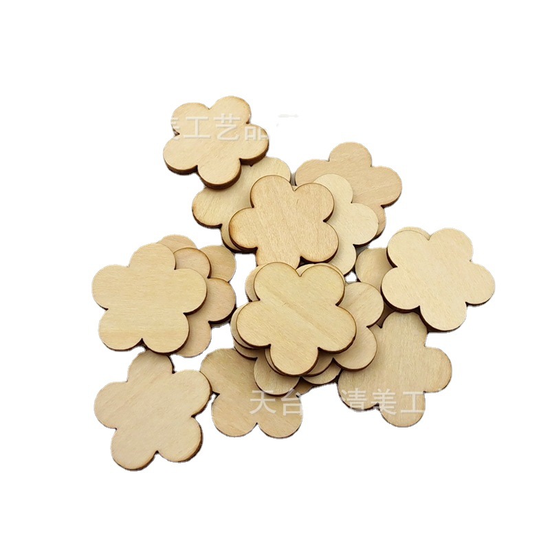 Tablero de madera de tilo de 30mm-180mm nuevo botón de flor de ciruela de cinco flores de bricolaje hermosa decoración para niños