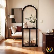 复古藤编屏风隔断客厅入户玄关遮挡可移动实木座屏侘寂风置物花架