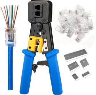 Network Cable Pliers Category 5E 6E 6P8P Multi-Function Cat6 Perforated Through-Hole Telecommunications Tool Combination Set Repair