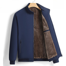 爸爸外套中老年男装夹克衫中老年加绒加厚男士上衣冬季厚款