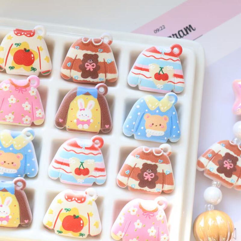 Embossed Printed Three-Dimensional Sweater Cartoon Bear DIY Beaded Phone Chain Necklace Keychain Material Accessories