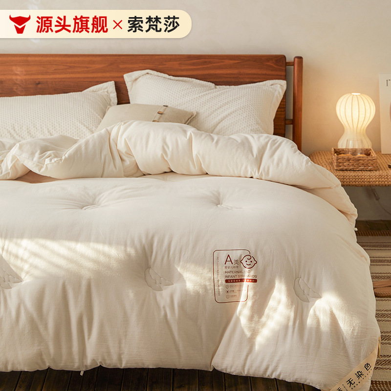 모든 면 클래스 A 염색되지 않은 원목 콩 단백질 퀼트 사계절 유니버설 겨울 퀼트 코어 두꺼운 따뜻한 침구 봄과 가을