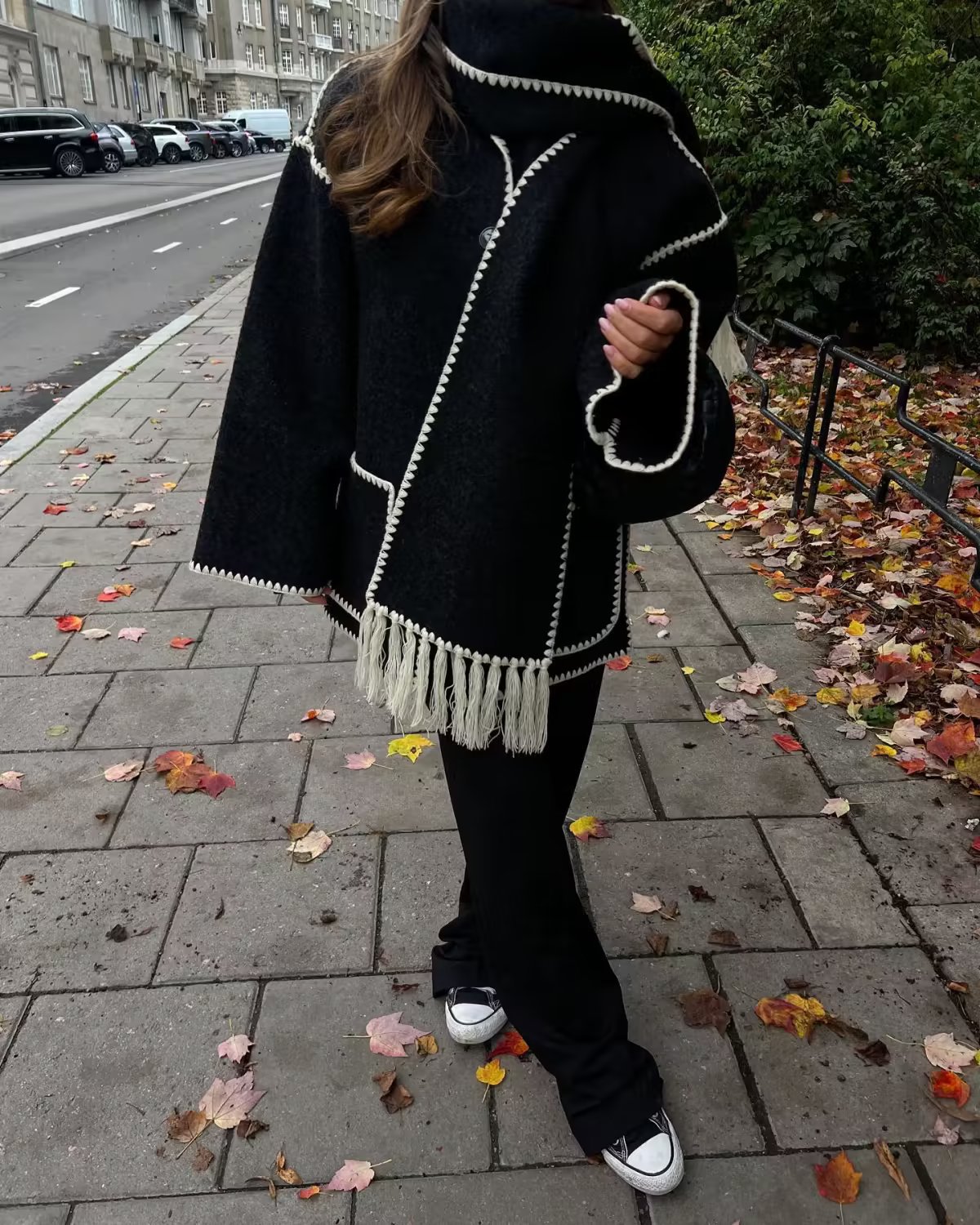 Abbigliamento donna autunno piccolo profumo stile contrasto colore temperamento casual con sciarpa cappotto giacca di lana bifacciale_voghion.com