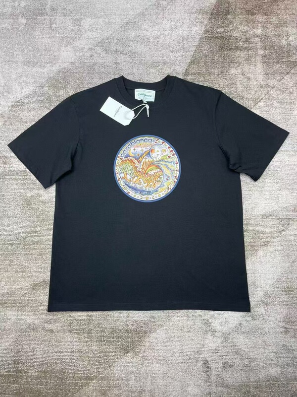 【260g】カサブランカプリント トレンド個性柄 メンズ レディース ゆったり半袖Tシャツ|undefined