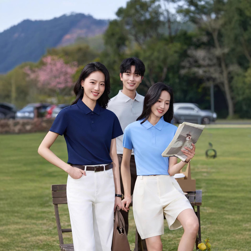 190 Classic Pique Polo Shirt with 28 Stitches, Wrinkle-Resistant, Four-Button Closure, Green Dye, Collared T-Shirt