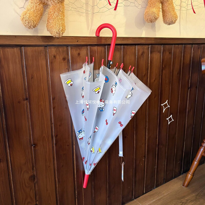 Hellokitty Transparent Long-Handled Umbrella Ins Fully Automatic Female Cute Portable Student Thickeneded Hello Kitty
