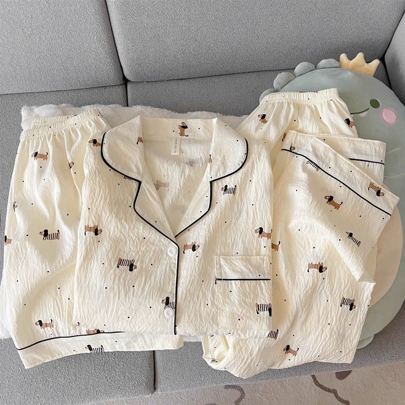 120G nubes de algodón pijama de manga corta tres piezas set ropa para el hogar sudeste asiático TK pedidos de comercio exterior transfronterizo entidad mayorista
