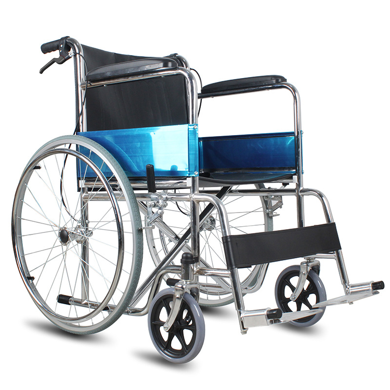 silla de ruedas de acero al carbono plegable pequeña y gruesa portátil multifuncional fabricante de carro de personas mayores con discapacidad