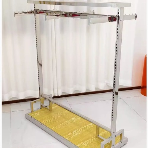 Display Rack, Six-Arm Island Stand, Stainless Steel Hanger, Shopping Mall Floor Standing, Double-Sided, Women's Clothing Store Shelf