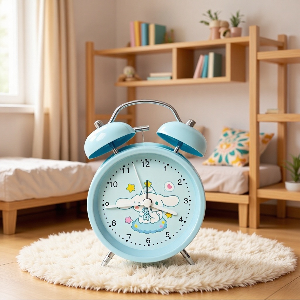 Cross-Border Popular Kuromi Alarm Clock Cute Cartoon Student Luminous Desktop Ringing Clock Super Loud Children's Warmth
