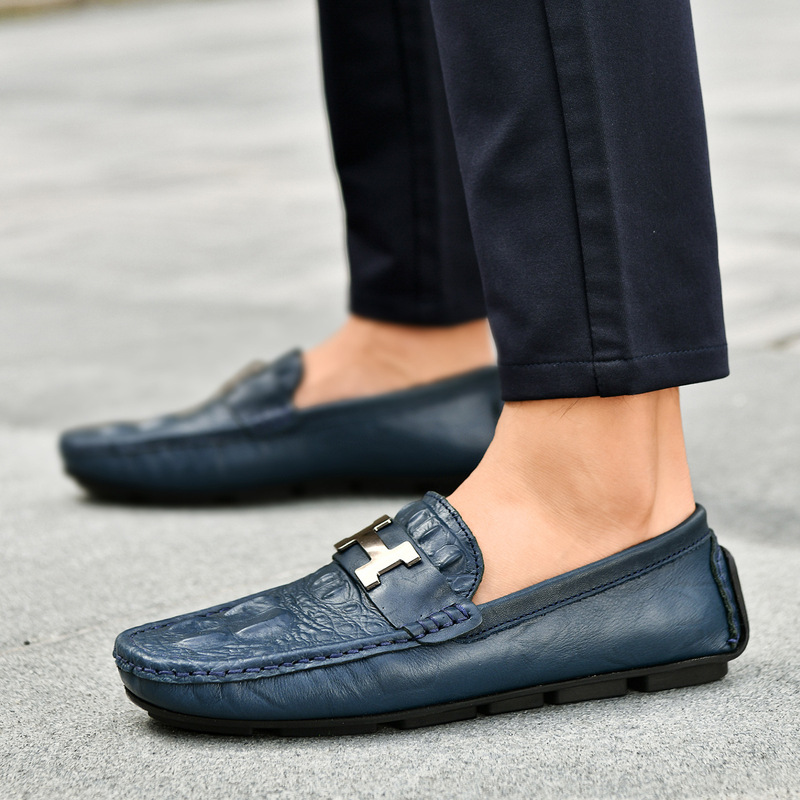 Top Layer Cowhide Live Explosions Crocodile Pattern Leather Bean Shoes Cross-border Lazy Driving Shoes British Casual Men's Leather Shoes Top Layer Cowhide Live Explosions Crocodile Pattern Leather Bean Shoes Cross-border Lazy Driving Shoes British Casual Men's Leather Shoes