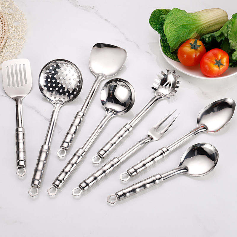 304不锈钢套装炒菜铲汤勺加厚隔热漏勺饭勺大漏家用厨房烹饪厨具