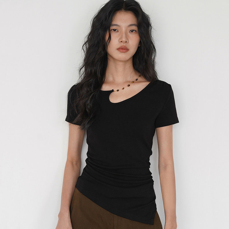 Summer New Style Pure Desire Spicy Girl Short Cotton Short-Sleeve T-Shirt for Women, Slim Fit, Versatile Design Top for Women