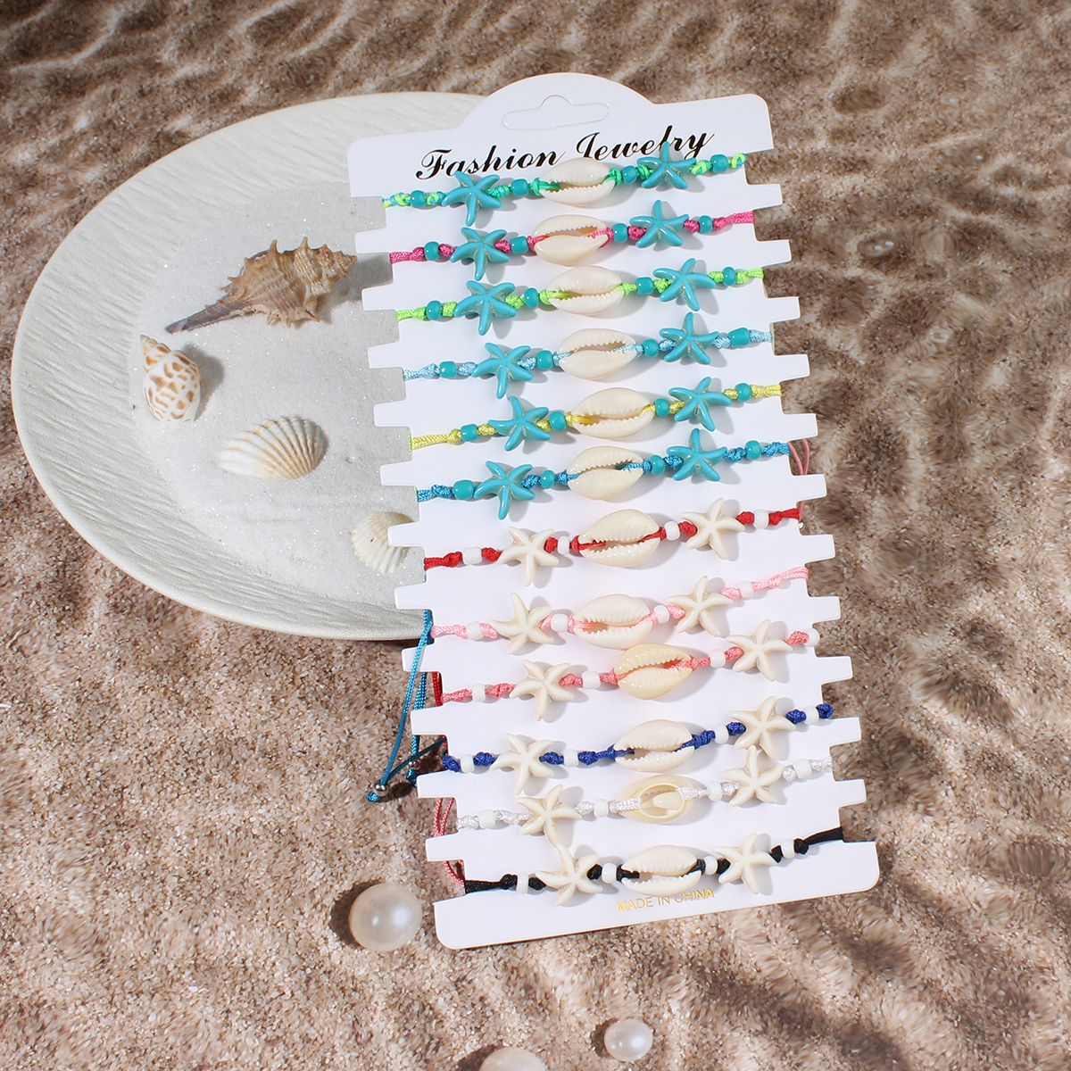 50g Weight Bracelets Classification Beaded, rope Chain Material Beaded Chain Chain Type 1 Set Quantity Casual, Beach Occasion turquoise, rope, Shell Material Geometric, Starfish, Eye Pattern Spring&Summer Season Unisex Gender Vacation Style Vacation Geometric Starfish Eye Turquoise Rope Shell Beaded Chain Beaded Bracelets Wholesale 6