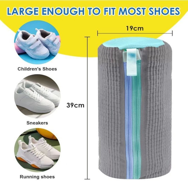 Cross-border laundry bag for shoes and clothes, chenille material, popular for home use, prevents deformation, double zipper, double pockets