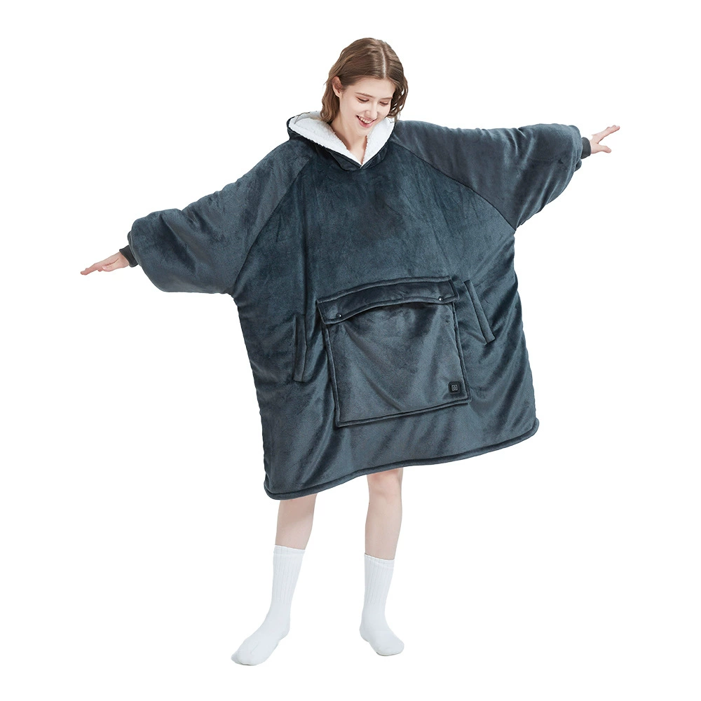  usb heated hooded wearable blanket, 3-zone heating, thickened large size, 5v 2a