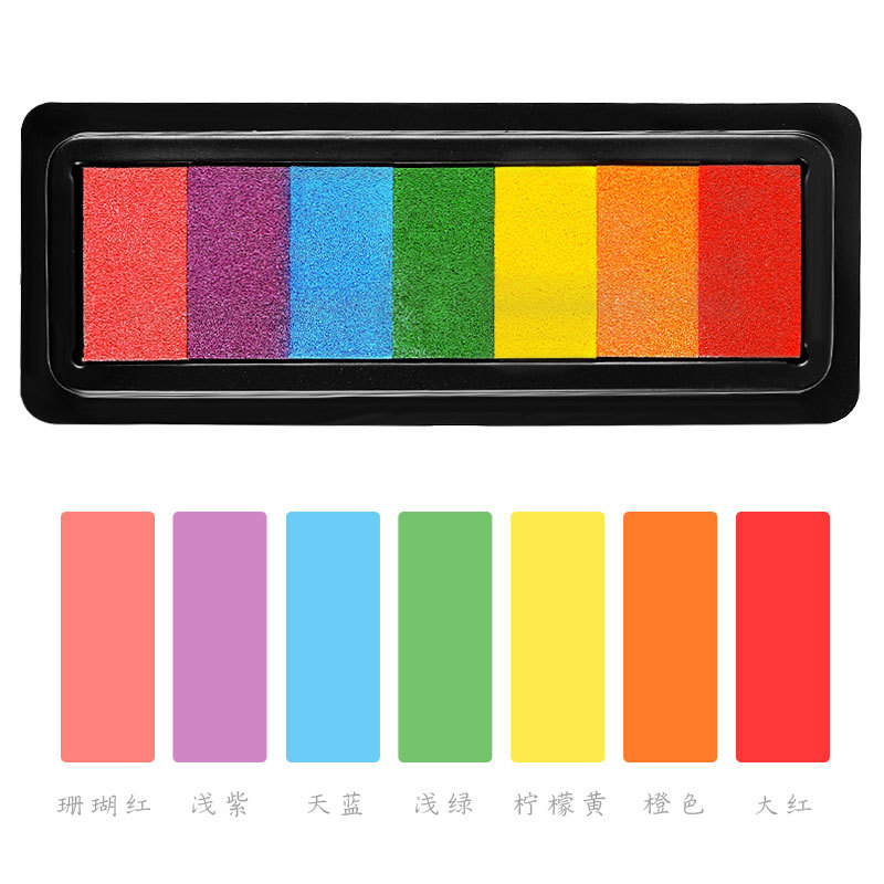 Kindergarten creative finger painting ink pad 7-color children's graffiti finger ink pad long rubber stamp pad