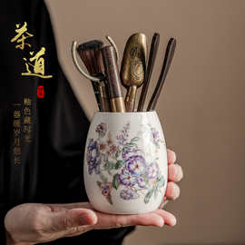 陶瓷茶道六君子 功夫茶具配件套装 茶针茶夹茶勺茶筒家用茶道批发