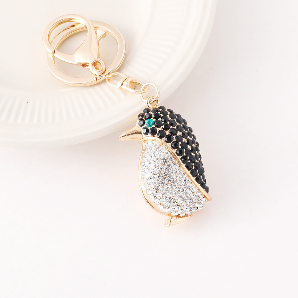 Cartoon Cute Diamond-Studded Penguin Car Keychain 3D Ocean Series Bag Accessory Pendant Small Gift Wholesale_voghion.com