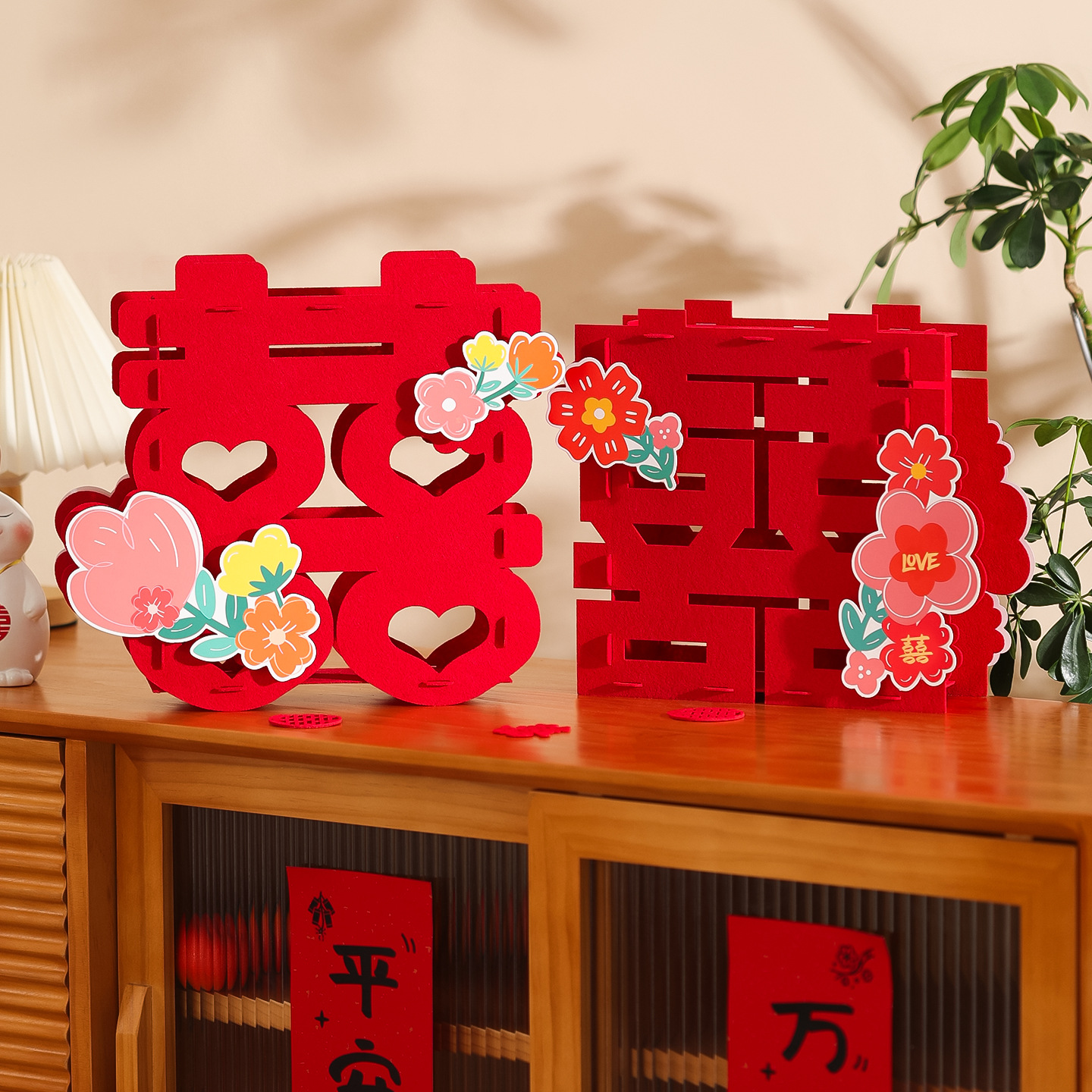 超大立体喜字结婚专用婚房布置摆件婚礼氛围感客厅落地囍字装饰品