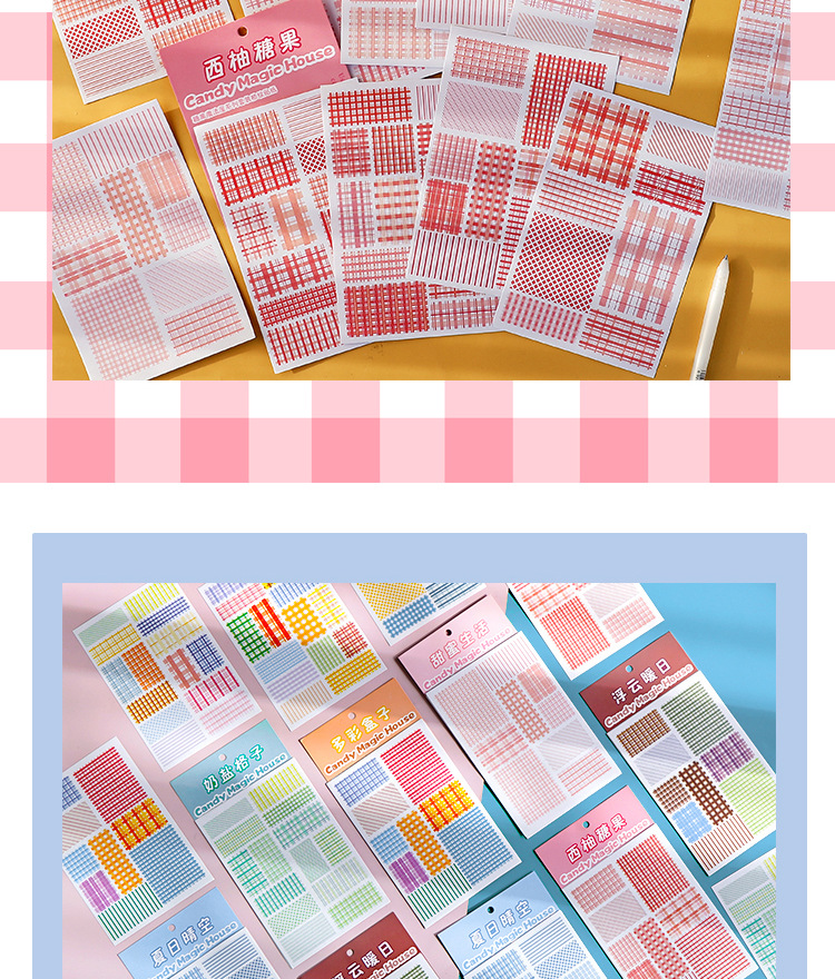 Cute Creative Set Plaid Small Diy Material Journal Stickers 1 Piece display picture 2