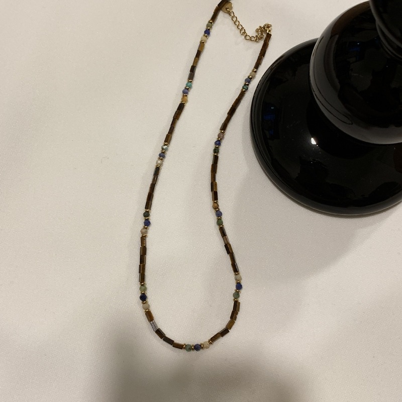 天然虎眼石串珠项链复古美拉德配饰轻奢小众设计感百搭吊坠锁骨链|undefined