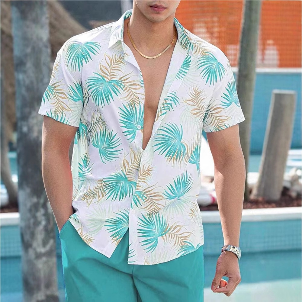 American Cross-border 2025 nueva camisa casual de cuello alto de manga corta de alta calidad para hombres MB1