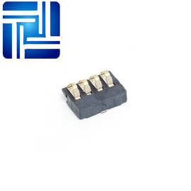 厂供4pin电池连接器牙片宝 1.6间距小4P高3.0H带焊片镀金母座