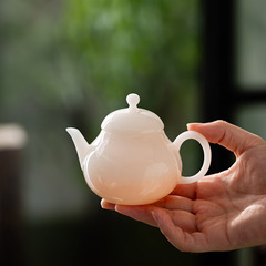 羊脂玉瓷思亭壶陶瓷手工单壶办公家用璞玉小泡茶壶功夫茶具可logo
