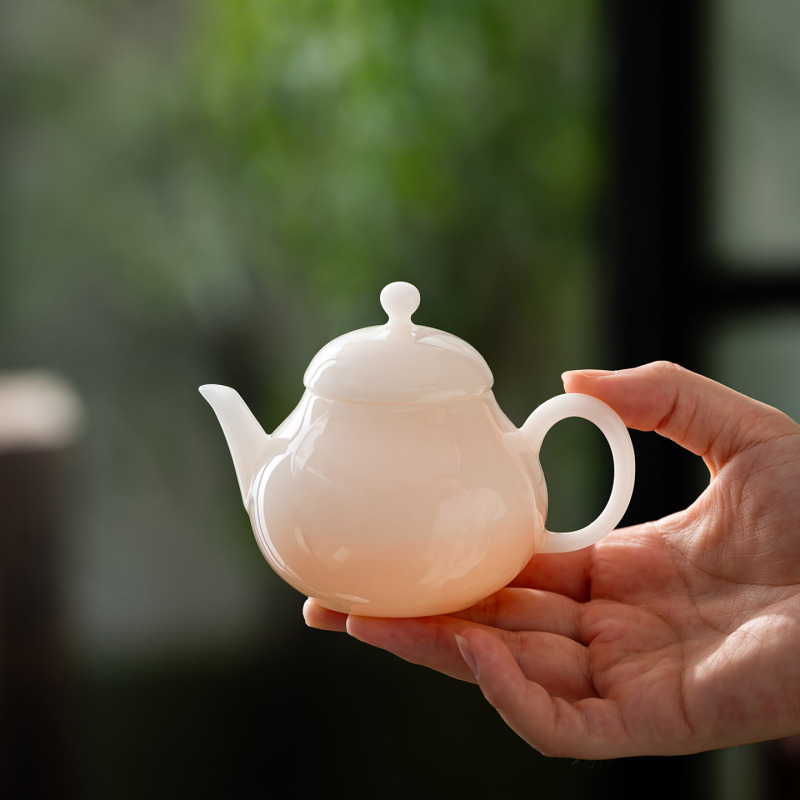 羊脂玉瓷思亭壶陶瓷手工单壶办公家用璞玉小泡茶壶功夫茶具可logo|undefined
