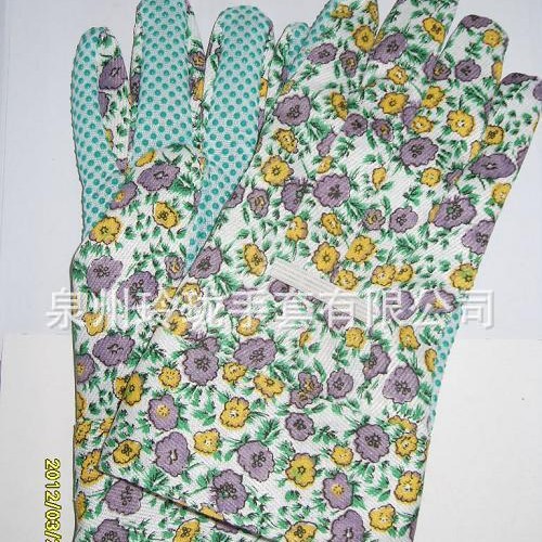 厂家生产LL45园艺花园手套园艺作业手套劳保手套点胶点塑防滑手套