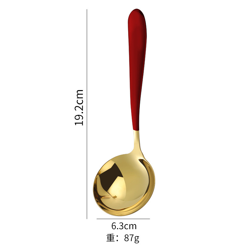 Cuchara de sopa de acero inoxidable 304 vajilla doméstica cuchara de sopa mango largo cuchara redonda profunda cuchara de sopa 304 cuchara colador cuchara
