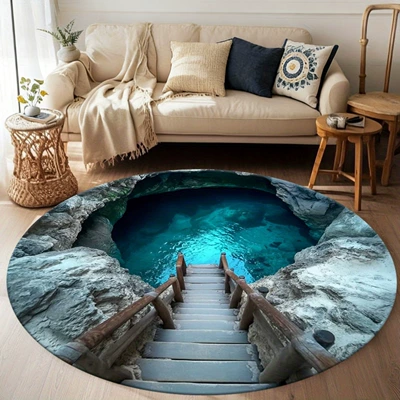 Wear-Resistant Mat, Available for Cross-Border Shipping, Avtomobil döşəmə paspasları - style-017-60cm-round-crystal-velvet