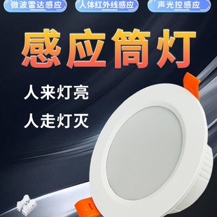Human Body Sensor Downlight Ceiling Spotlight Property Corridor Hotel Corridor Entrance Radar Downlight Sound and Light Control Light