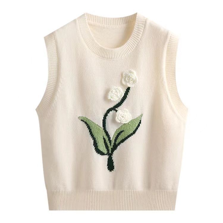 24 Dongpuyuan suave estilo coreano flor tridimensional chaleco de punto para mujeres 2024 mañana image 5