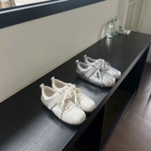 牛皮版~魔术贴休闲运动鞋女5cm内增高系带百搭德训鞋芭蕾风赛车鞋