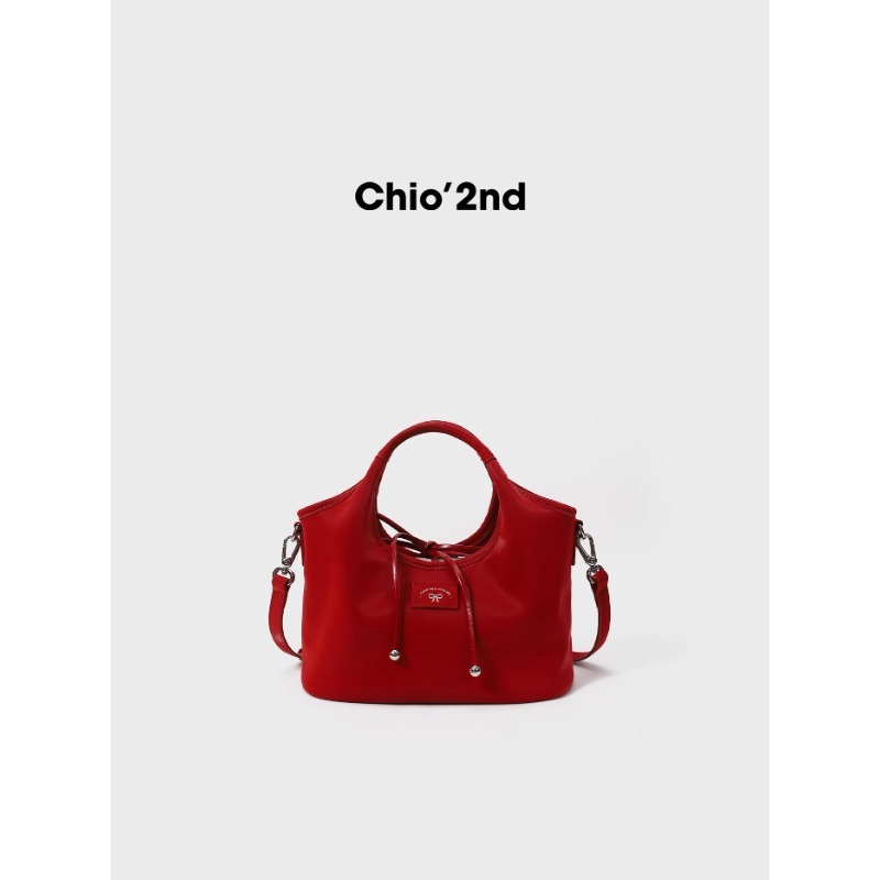 南风Chio2nd 店主自研夏日丝光料托特包包女红色手提包单肩斜挎包|undefined