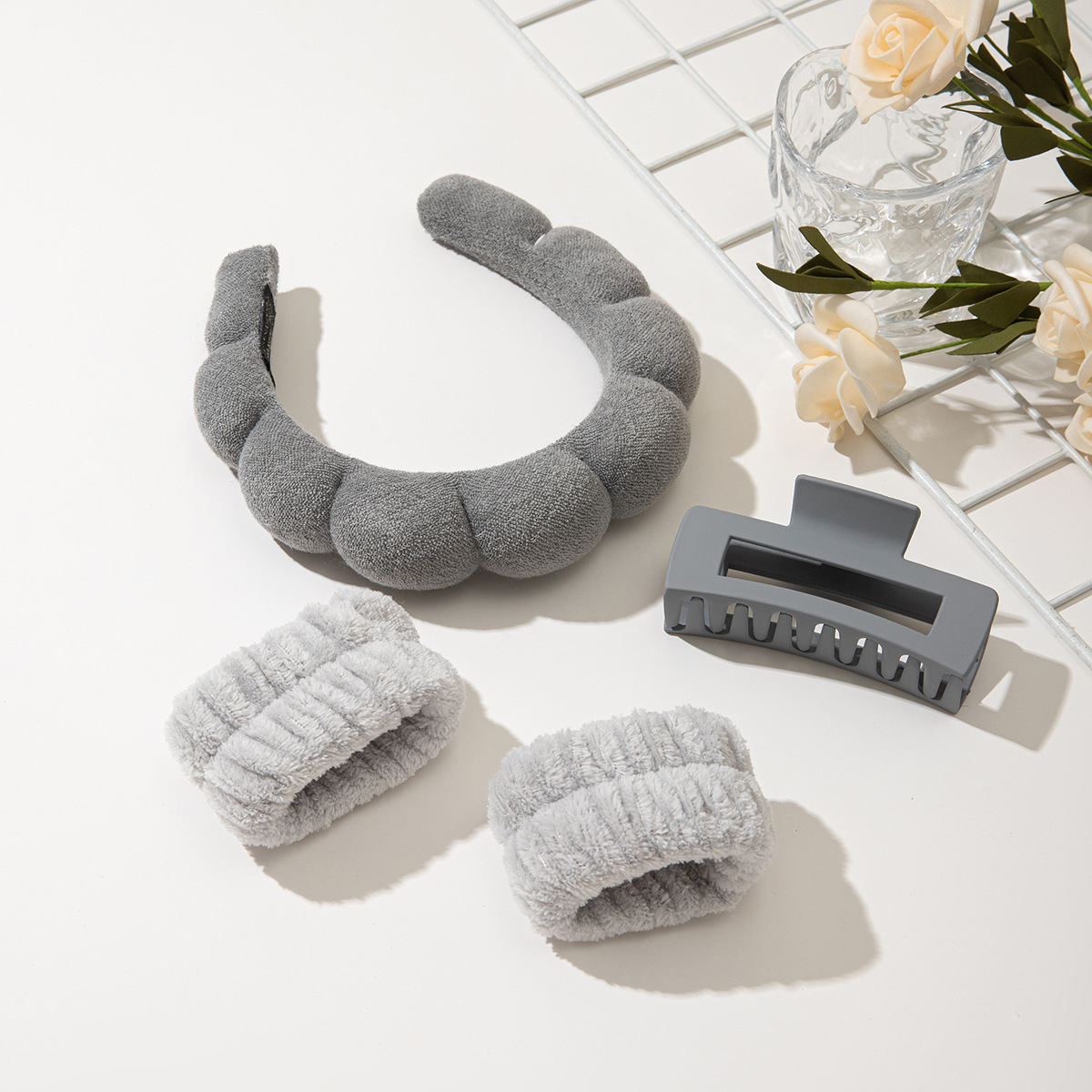 Nube transfronteriza cabello abrazadera de agarre conjunto de huevos multicolores flores de agarre abrazadera de gran tamaño correa de muñeca impermeable al por mayor