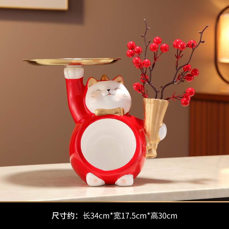 붉은 배꼽 쟁반 행운의 고양이 [클래식 추천]