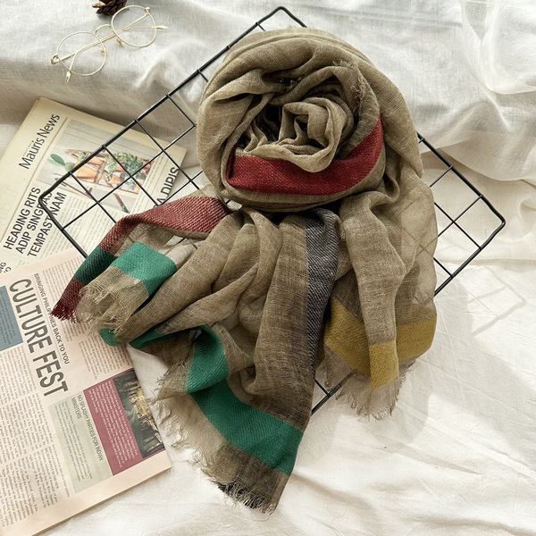 thin solid color woolen demi-season keep warm Japanese scarf