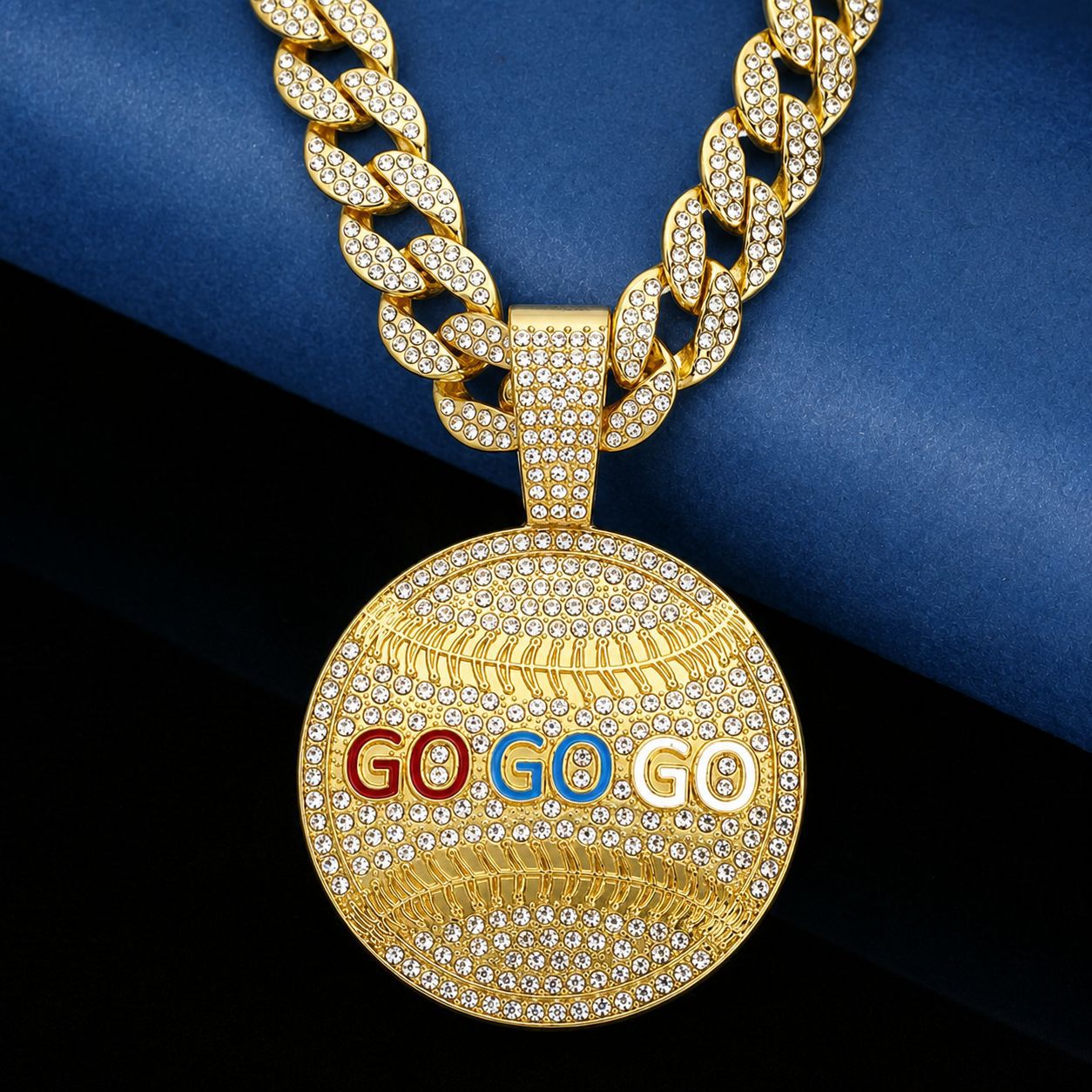 Collar con Colgante Redondo de Diamantes Estilo Hip-Hop Europeo y Americano, Cadena Cubana para Hombre, Cadena para Suéter, Estilo Urbano, Venta al Por Mayor