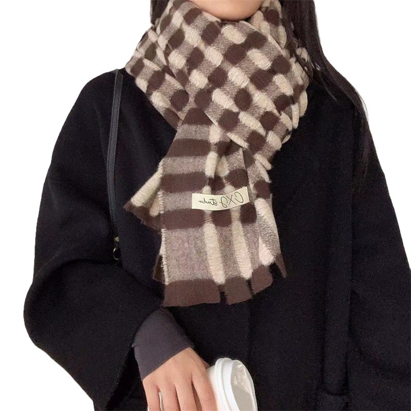 Frau Preppy-stil Süss Farbblock Kaschmirimitat Schal display picture 1