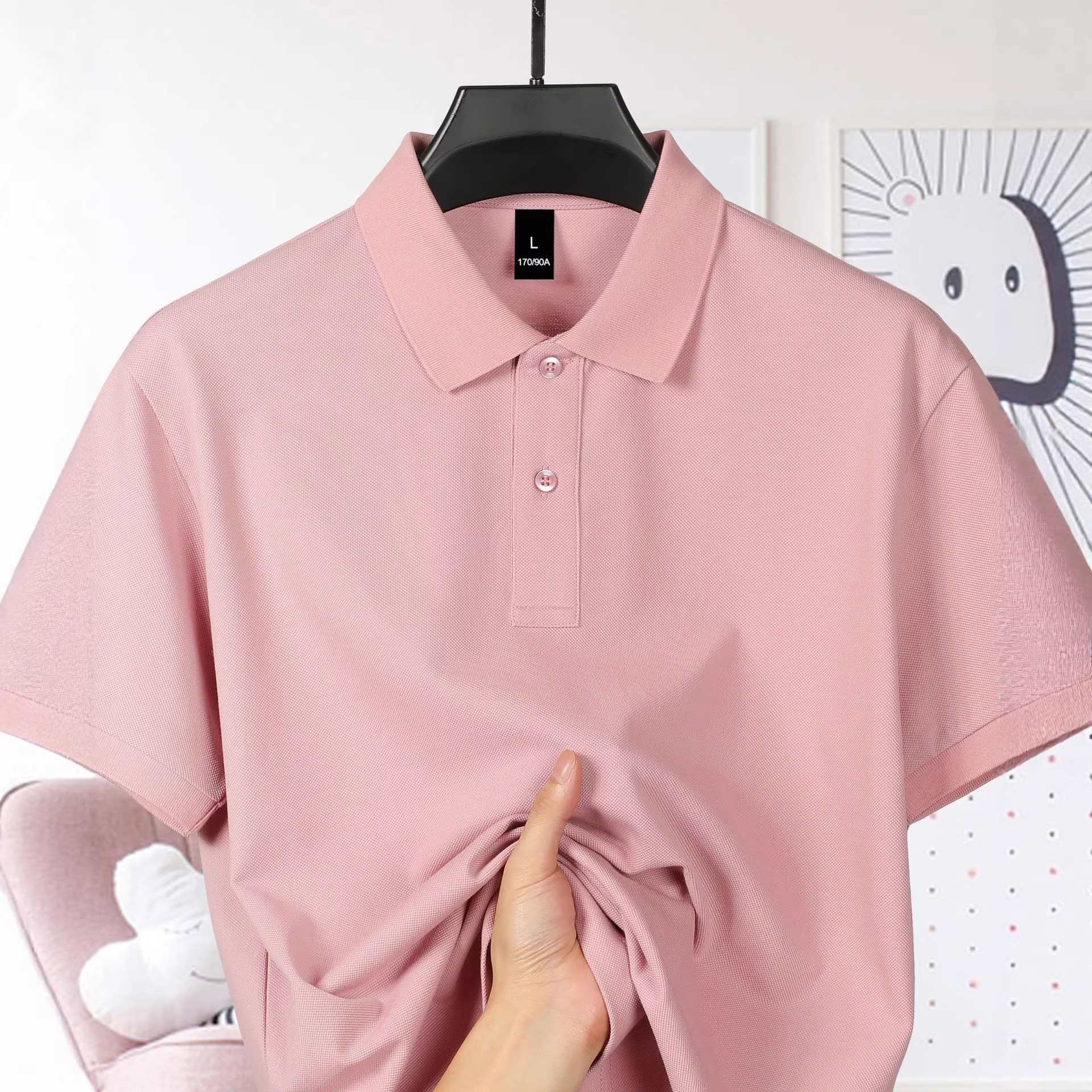 Classic 210g Pure Cotton Pique Polo Shirt with Split Hem, Short Sleeves, Solid Color, Turn-Down Collar, Customizable Logo
