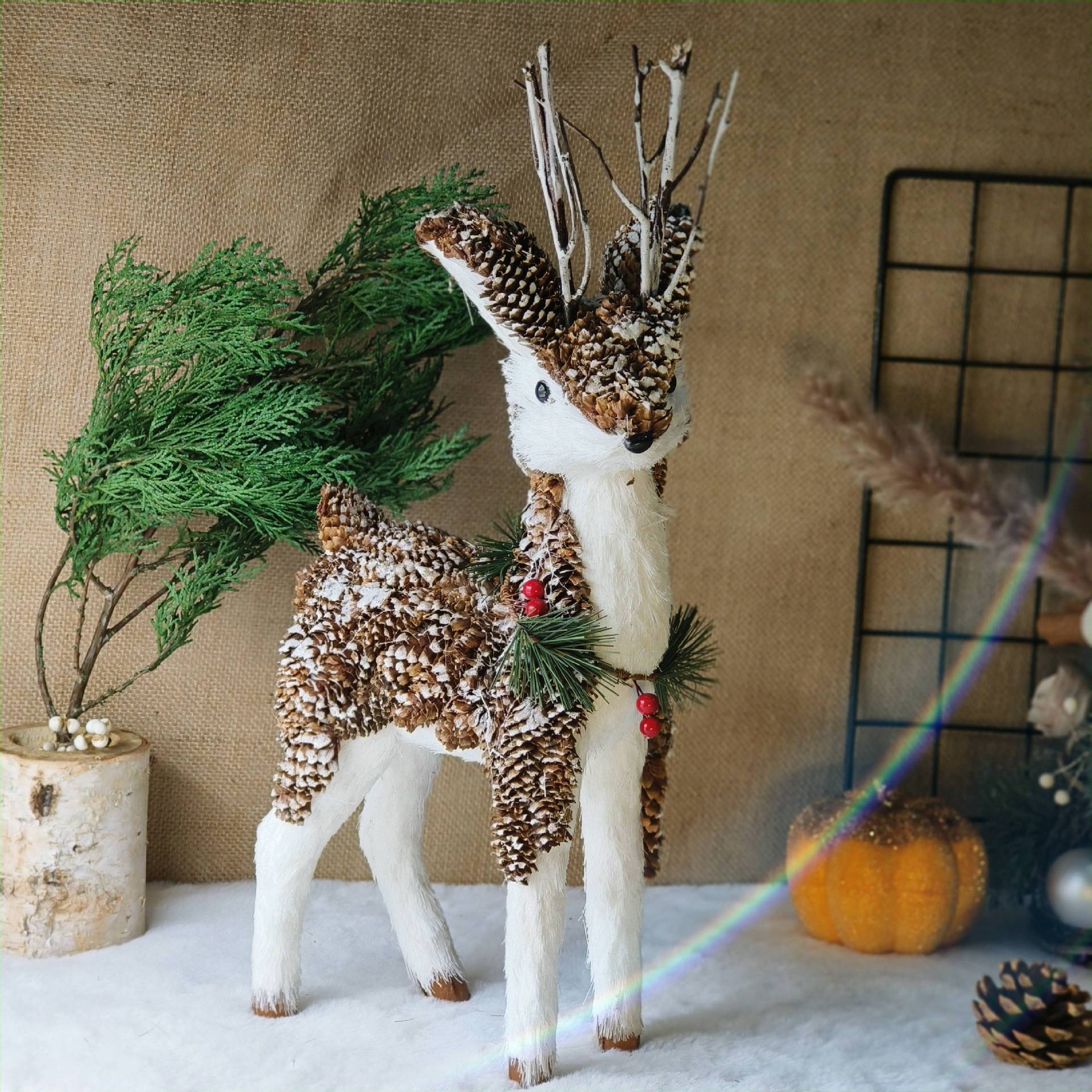 Decoración de ciervo navideño, adornos lindos, exquisitos recuerdos, simulación de alces, decoración de escritorio de ventana navideña, accesorios