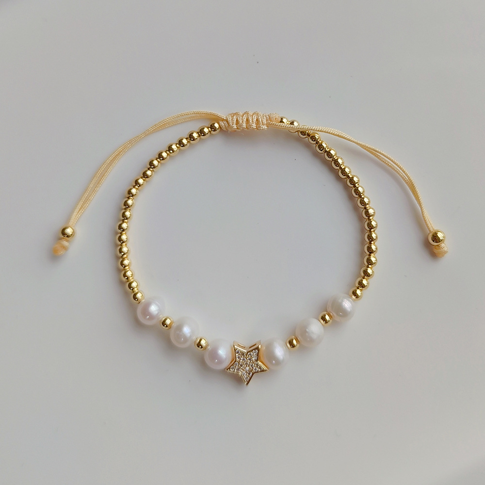 Fashion Moon Heart Shape Pearl Copper Knitting Bracelets 1 Piece