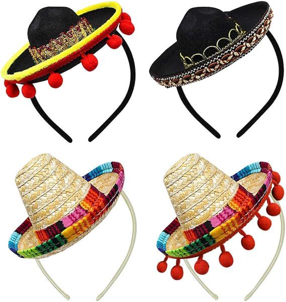 Carnaval adulto niño sombrero mexicano bandas de pelo pequeño sombrero fiesta mini sombrero mexicano