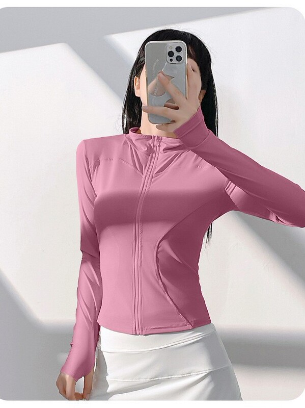 Juyitang ヌードアウトドアスポーツジャケット女性のタイトフィット通気性スタンドアップヨガフィットネスジャケット|undefined