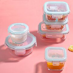 玻璃饭盒冰箱微波炉可加热上班族透明带盖分隔泡面碗大容量保鲜盒