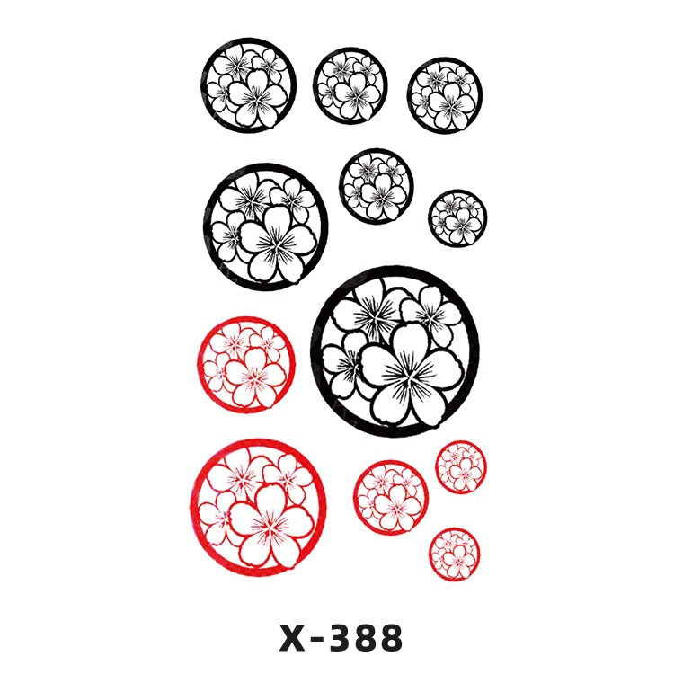 Arco de flor pequeña pegatinas de tatuaje fresco 3D dibujos animados transfronterizo Henna rosa impermeable texto en inglés pegatinas de tatuaje